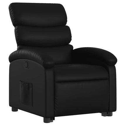 Reclinerfåtölj med uppresningshjälp svart konstläder