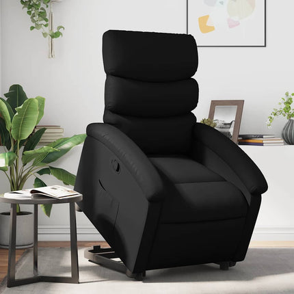 Reclinerfåtölj med uppresningshjälp svart konstläder