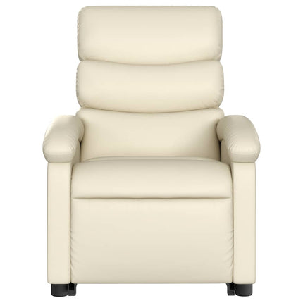 Reclinerfåtölj med uppresningshjälp gräddvit konstläder