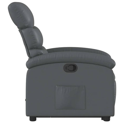 Reclinerfåtölj med uppresningshjälp grå konstläder