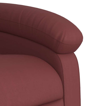 Reclinerfåtölj med uppresningshjälp vinröd konstläder