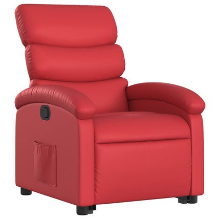 Reclinerfåtölj med uppresningshjälp röd konstläder