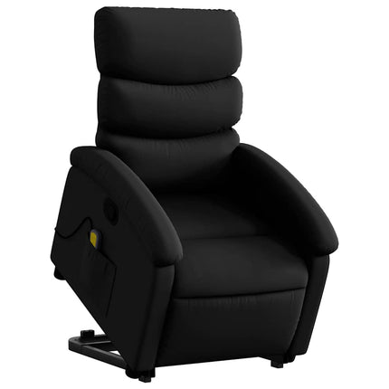 Massagefåtölj med uppresningshjälp svart konstläder