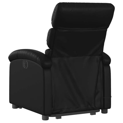 Massagefåtölj med uppresningshjälp svart konstläder