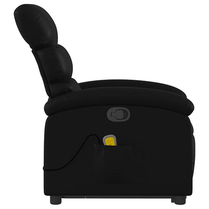 Massagefåtölj med uppresningshjälp svart konstläder