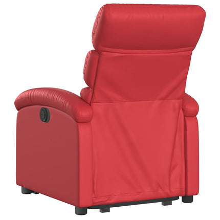 Massagefåtölj med uppresningshjälp röd konstläder