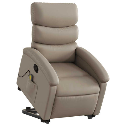Massagefåtölj med uppresningshjälp cappuccino konstläder