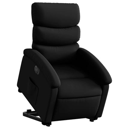 Reclinerfåtölj med uppresningshjälp svart konstläder