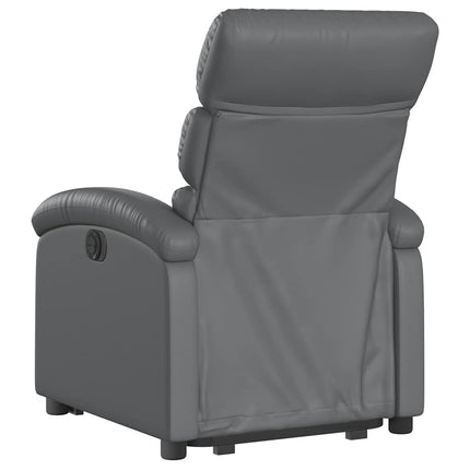 Reclinerfåtölj med uppresningshjälp grå konstläder