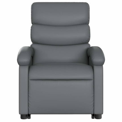 Reclinerfåtölj med uppresningshjälp grå konstläder