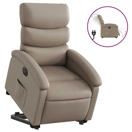 Reclinerfåtölj med uppresningshjälp cappuccino konstläder