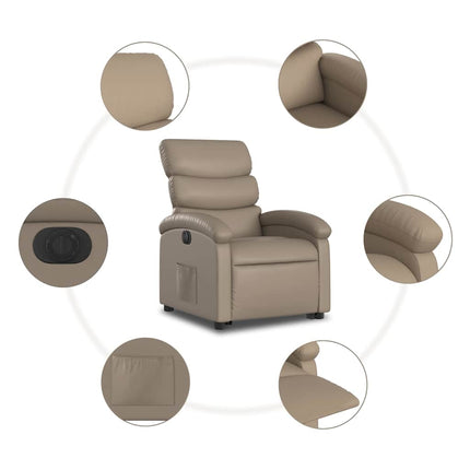 Reclinerfåtölj med uppresningshjälp cappuccino konstläder