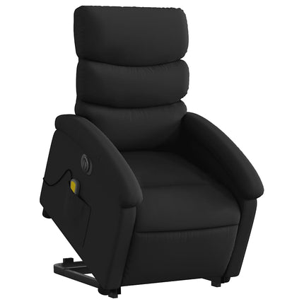 Massagefåtölj med uppresningshjälp svart konstläder