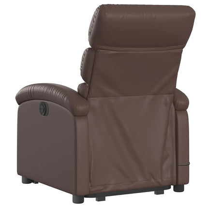 Massagefåtölj med uppresningshjälp brun konstläder