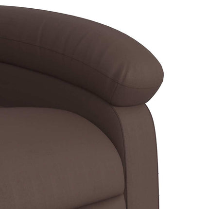 Massagefåtölj med uppresningshjälp brun konstläder