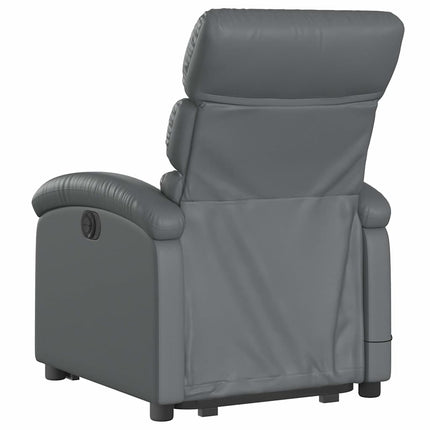 Massagefåtölj med uppresningshjälp grå konstläder