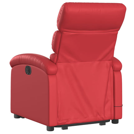 Massagefåtölj med uppresningshjälp röd konstläder
