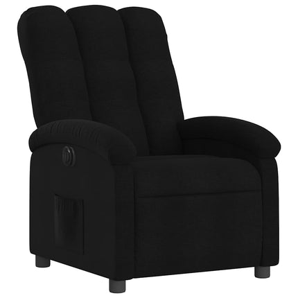 Elektrisk reclinerfåtölj svart tyg