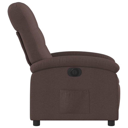Elektrisk reclinerfåtölj mörkbrun tyg