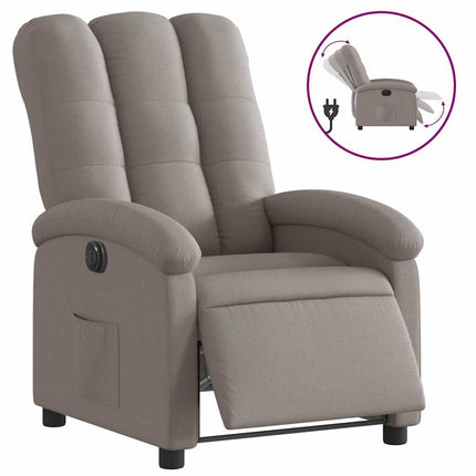 Elektrisk reclinerfåtölj taupe tyg