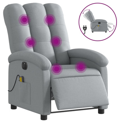 Elektrisk massagefåtölj ljusgrå tyg