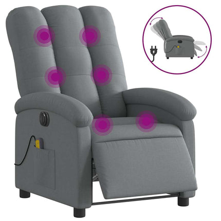 Elektrisk massagefåtölj mörkgrå tyg