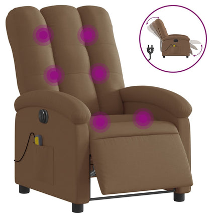 Elektrisk massagefåtölj brun tyg