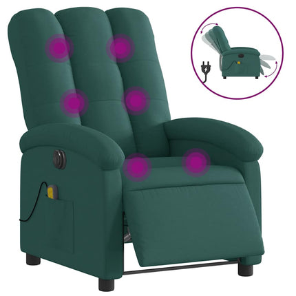 Elektrisk massagefåtölj mörkgrön tyg