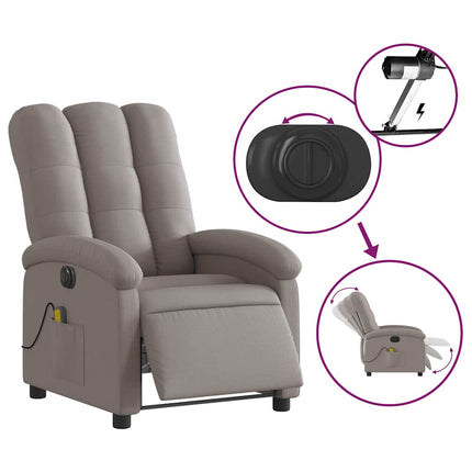 Elektrisk massagefåtölj taupe tyg