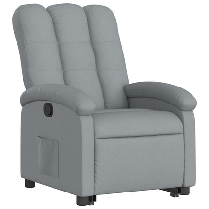 Reclinerfåtölj med uppresningshjälp ljusgrå tyg