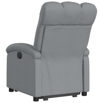 Reclinerfåtölj med uppresningshjälp ljusgrå tyg