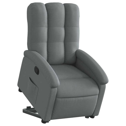 Reclinerfåtölj med uppresningshjälp mörkgrå tyg