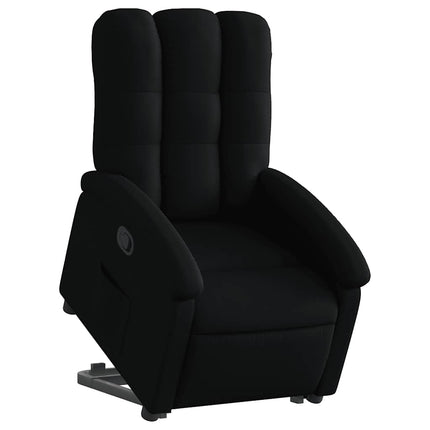 Reclinerfåtölj med uppresningshjälp svart tyg