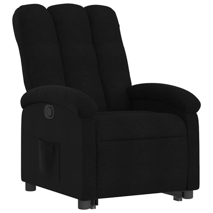 Reclinerfåtölj med uppresningshjälp svart tyg