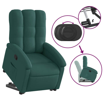 Reclinerfåtölj med uppresningshjälp mörkgrön tyg