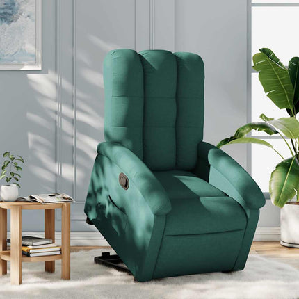 Reclinerfåtölj med uppresningshjälp mörkgrön tyg