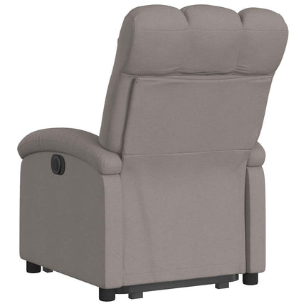 Reclinerfåtölj med uppresningshjälp taupe tyg