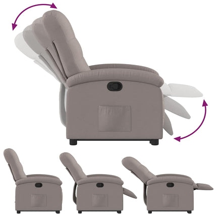 Reclinerfåtölj med uppresningshjälp taupe tyg