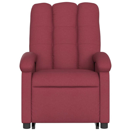 Massagefåtölj med uppresningshjälp vinröd tyg