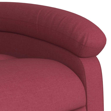 Massagefåtölj med uppresningshjälp vinröd tyg