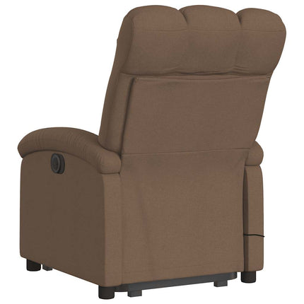 Massagefåtölj med uppresningshjälp brun tyg