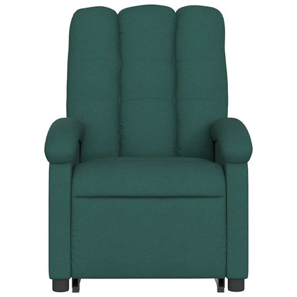 Massagefåtölj med uppresningshjälp mörkgrön tyg