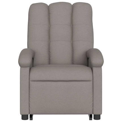 Massagefåtölj med uppresningshjälp taupe tyg
