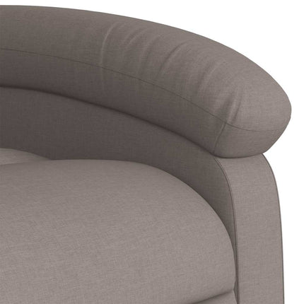 Massagefåtölj med uppresningshjälp taupe tyg