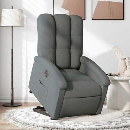 Elektrisk reclinerfåtölj med uppresningshjälp mörkgrå tyg