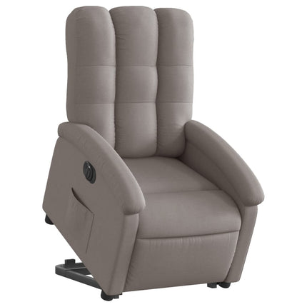 Elektrisk reclinerfåtölj med uppresningshjälp taupe tyg