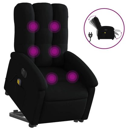 Elektrisk massagefåtölj med uppresningshjälp svart tyg