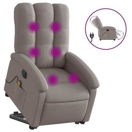 Elektrisk massagefåtölj med uppresningshjälp taupe tyg
