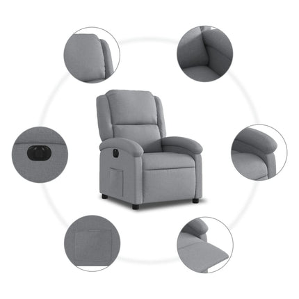 Elektrisk reclinerfåtölj ljusgrå tyg