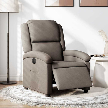 Elektrisk reclinerfåtölj taupe tyg